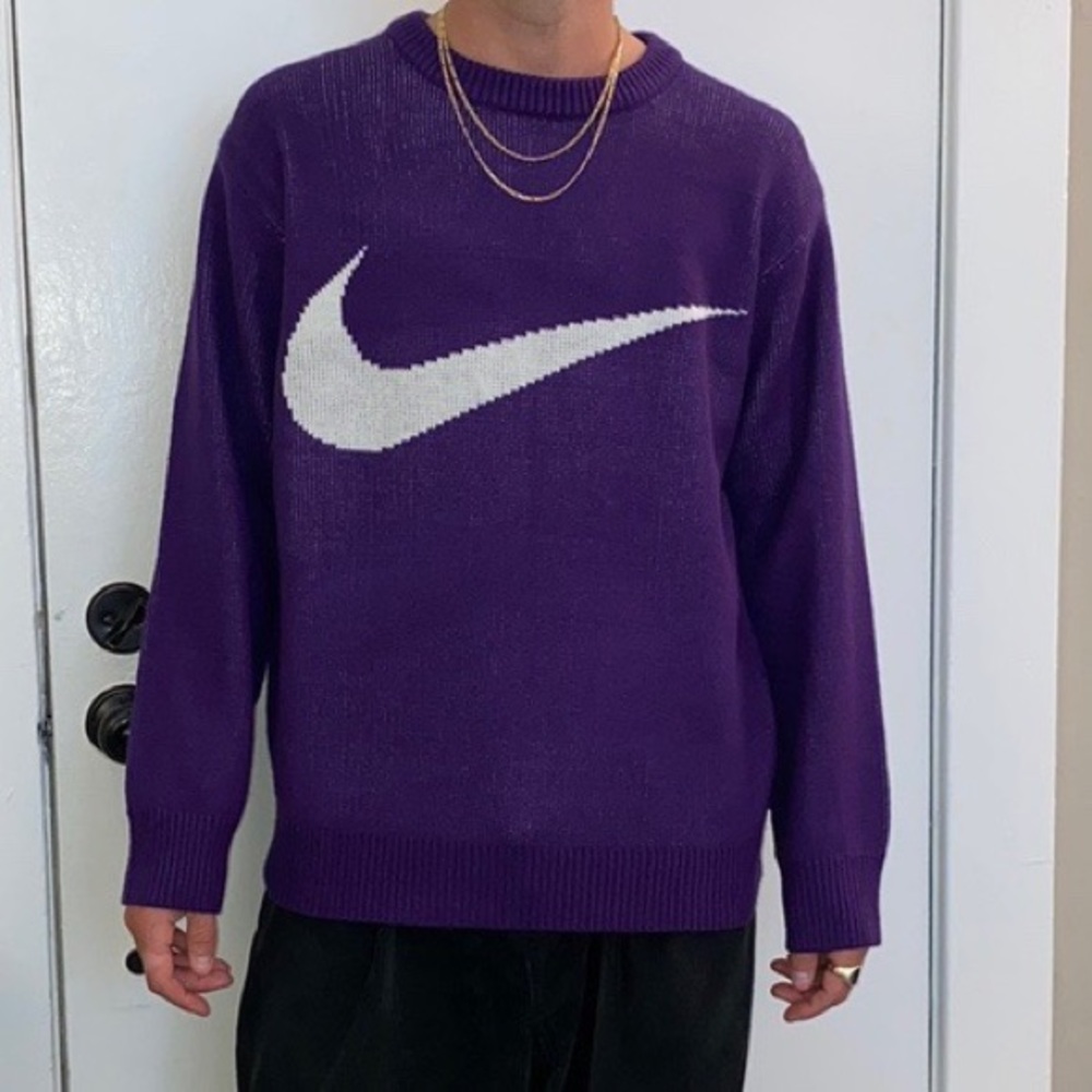 SS19 Nike x Supreme Swoosh Sweater Purple XL
